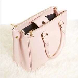 Faux Leather Double-Zip Satchel